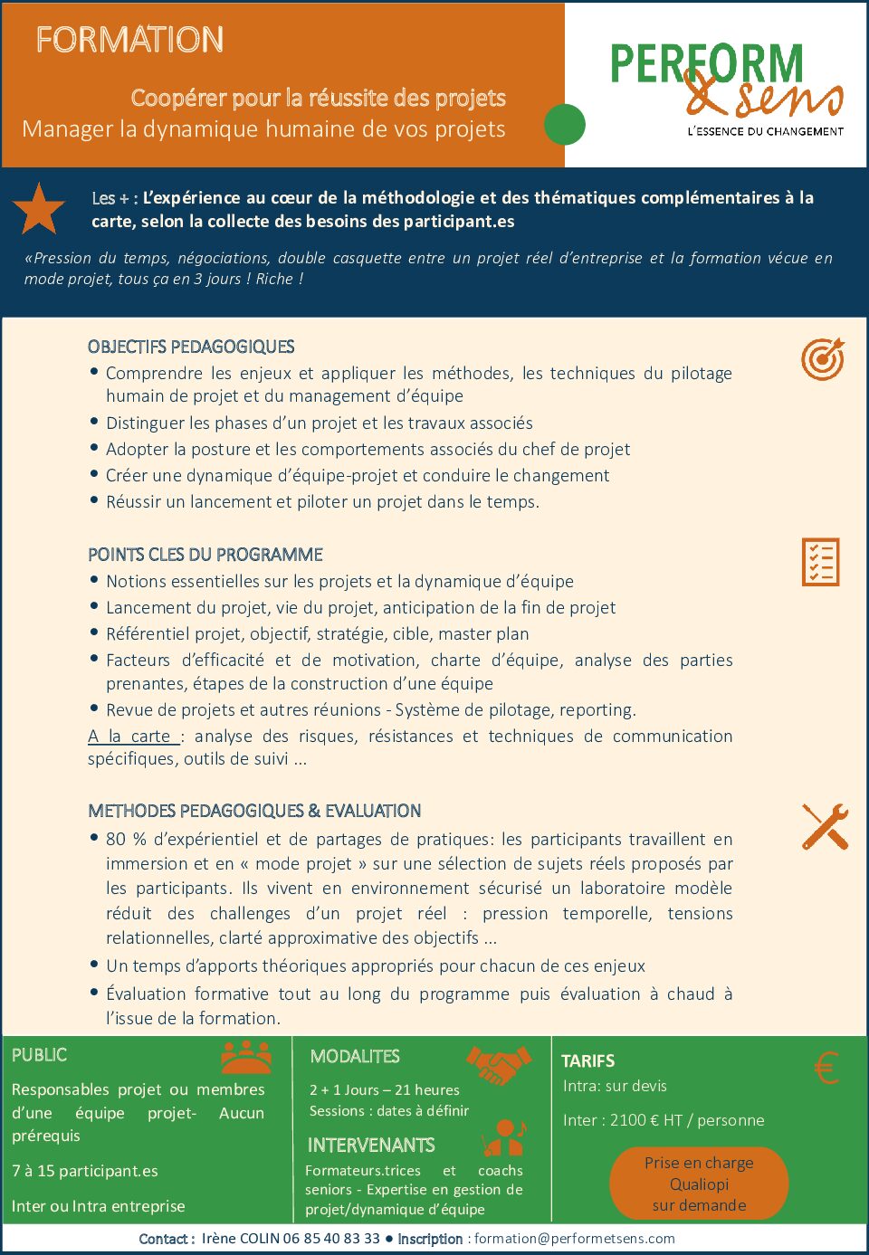 Fiche programme - Coopérer pour la réussite des projets