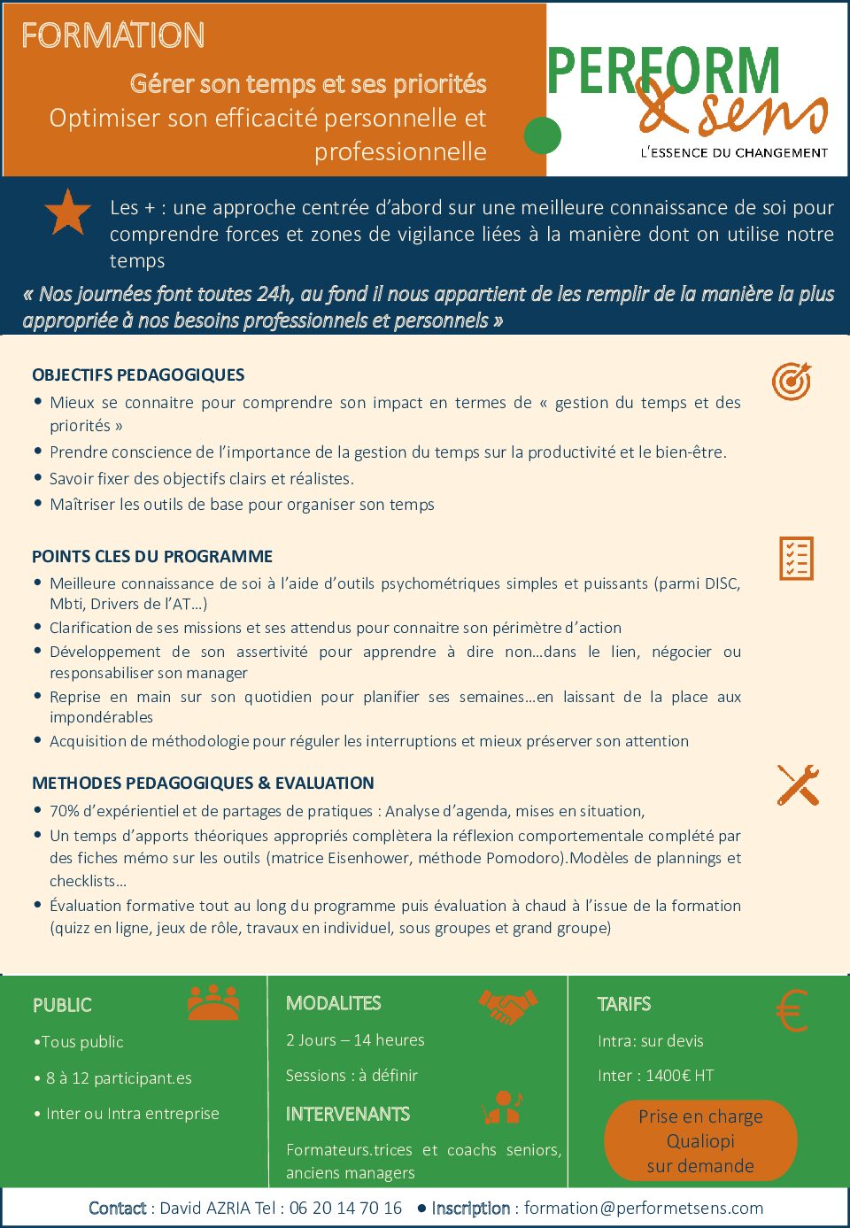 Fiche programme - Gérer son temps et ses priorités